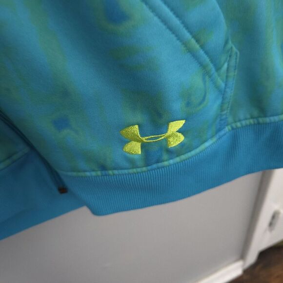 Under Armour Full Zip Semi Fitted Hooded Sweatshirt‎ Women's M Teal Tie Dye - Picture 5 of 11